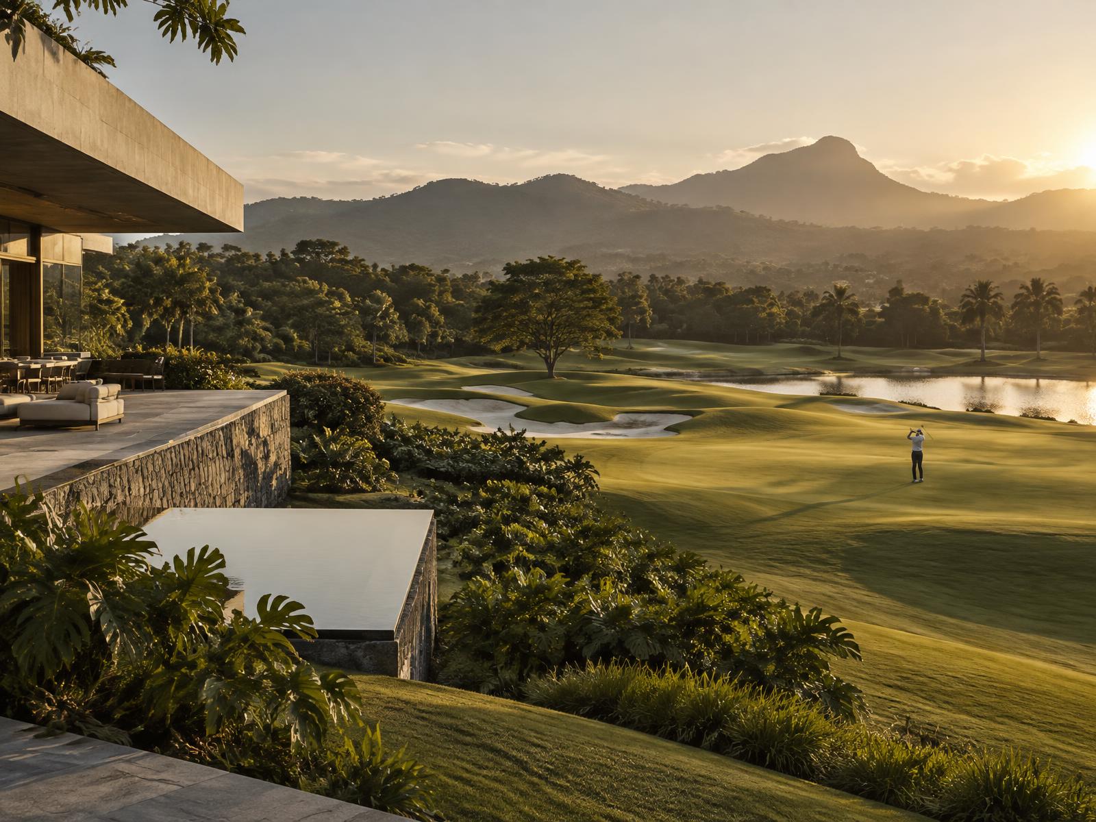 Campo de golfe contemporâneo entre arquitetura e natureza